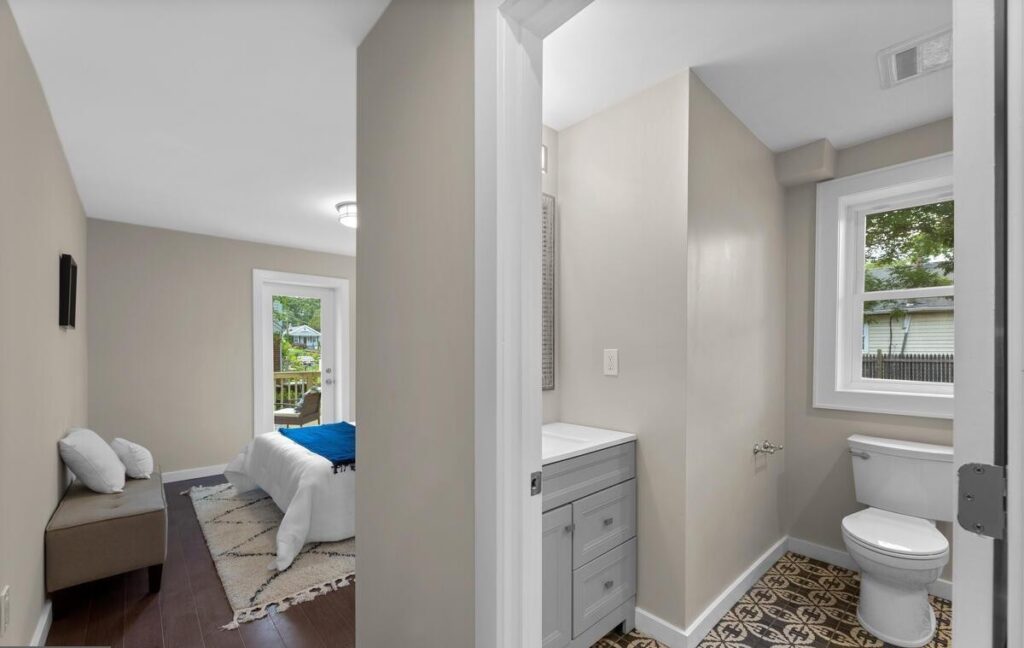 Finished bathroom in the Hyattsville remodeling project by Surdus Remodeling